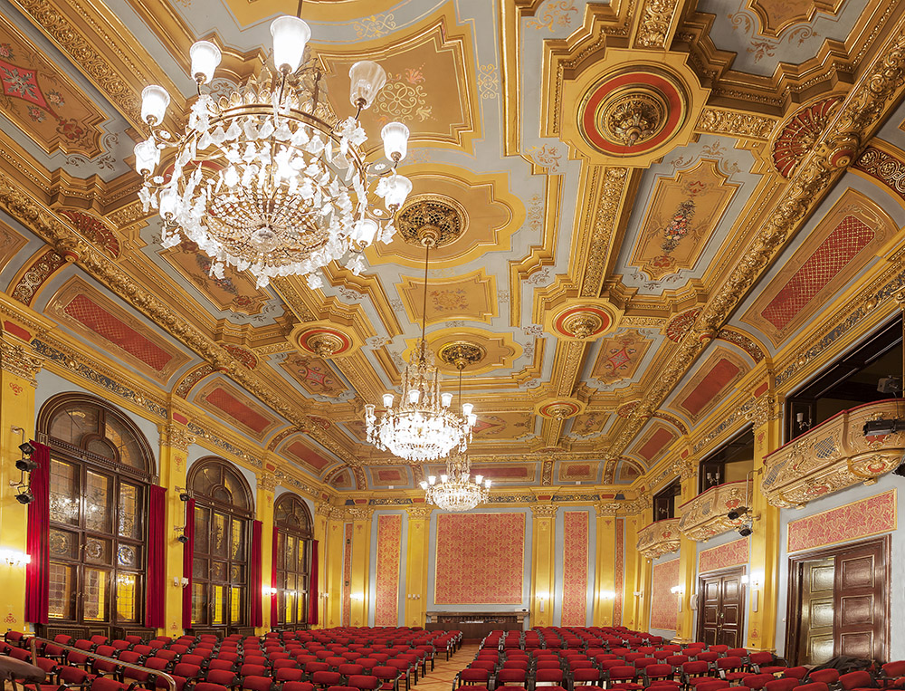 Torun, Poland - August 29, 2014: Interior of Artus Court, leadin